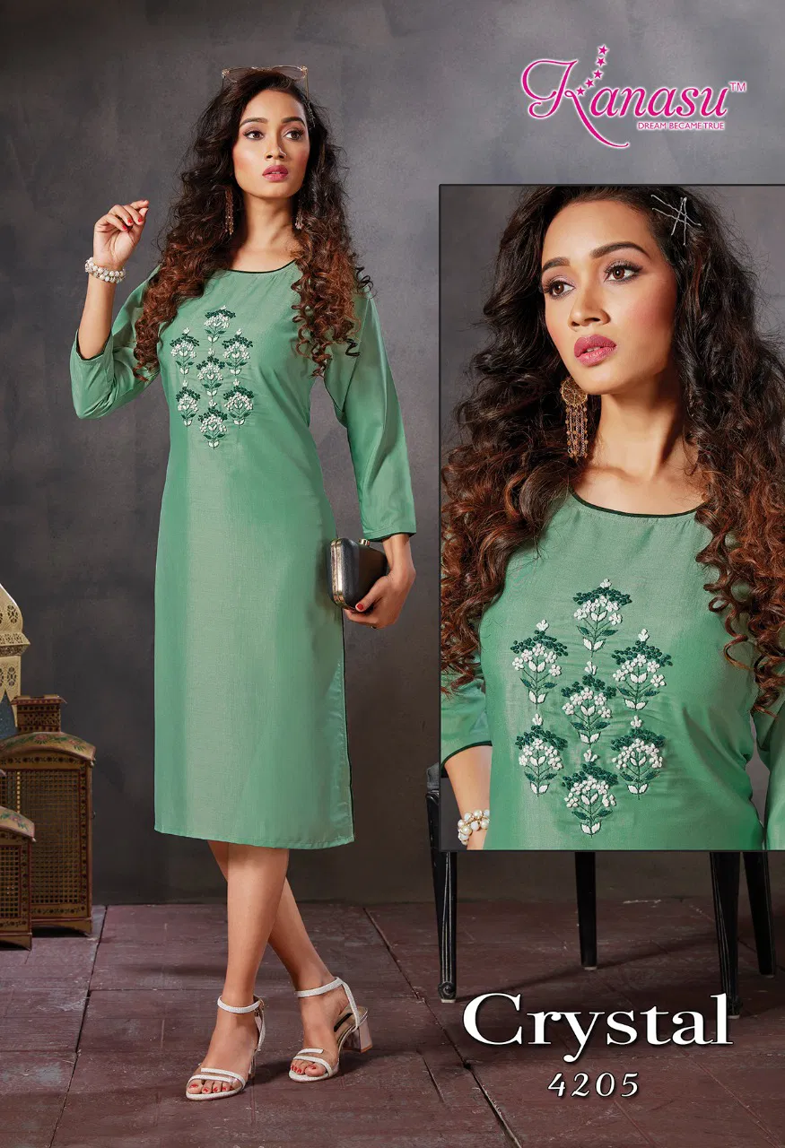 Kanasu Crystal Latest Fancy Designer Casual Wear Viscose Kurti Collection  